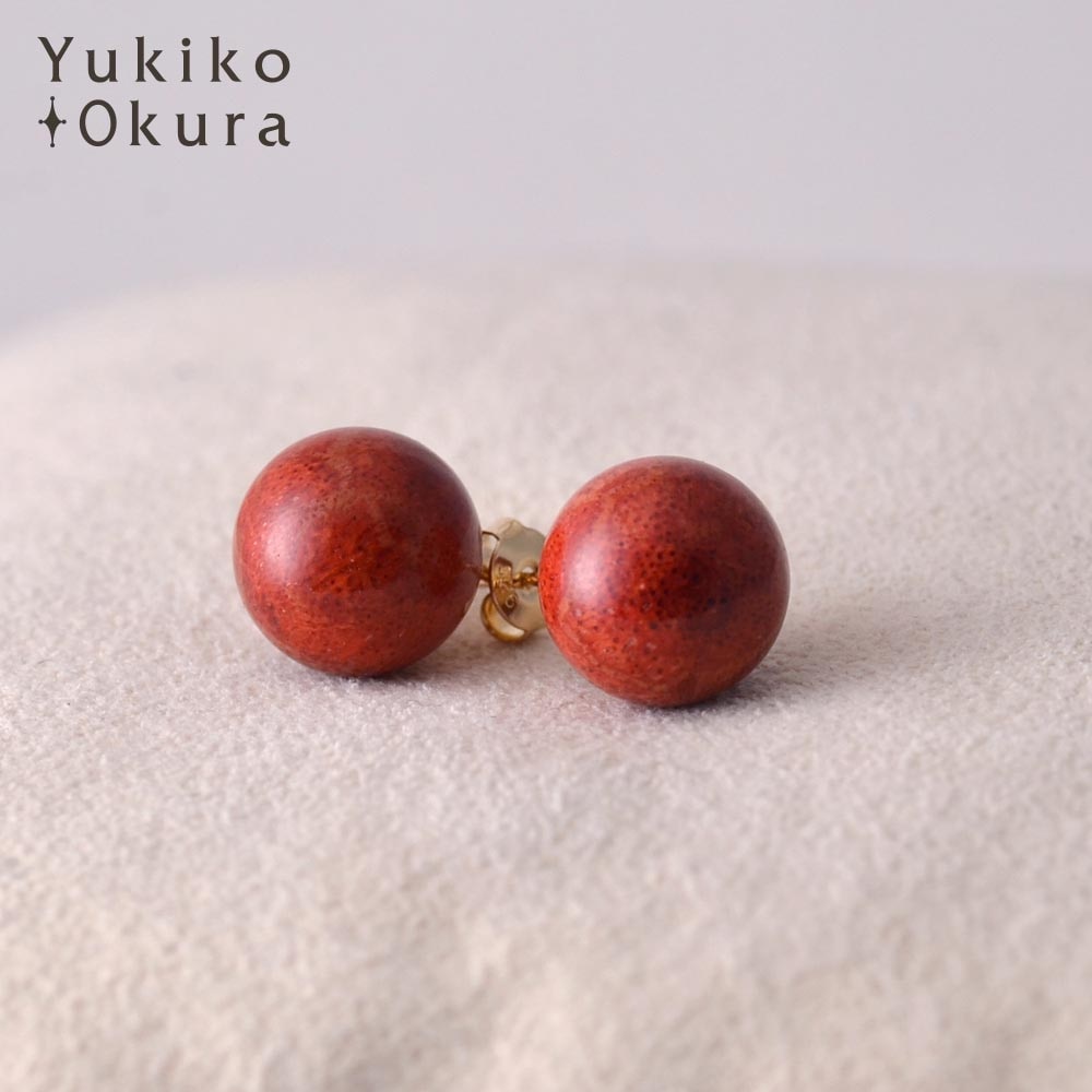 オオイソバナ珊瑚 12mm イヤリング ピアス