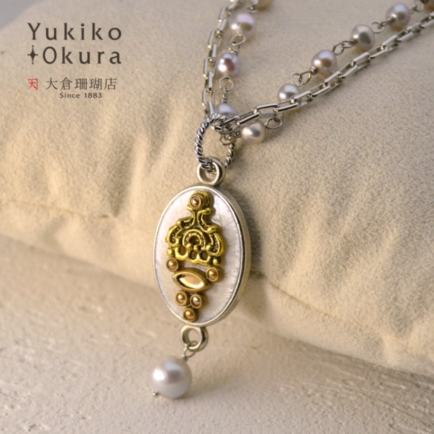 インドパーツ 淡水ネックレス 3点セット ジュエリーポーチ付