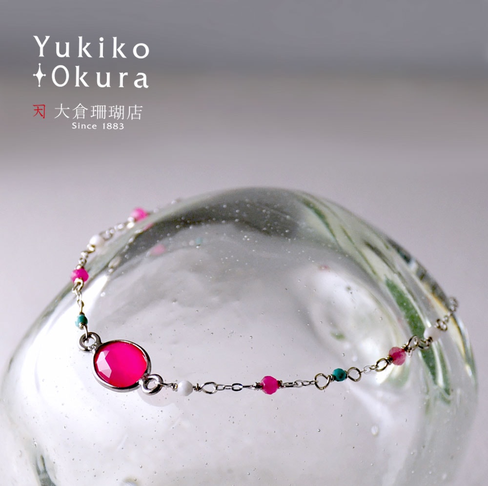 ピンクカルセドニー ターコイズ ブレスレット