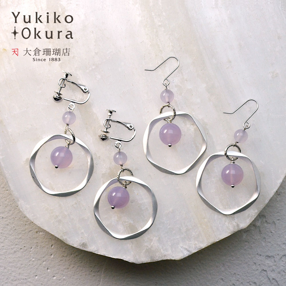 パープルカルセドニー イヤリング ピアス