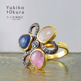 1点物！SV925 ブラウンダイヤ サファイア フラワーリング