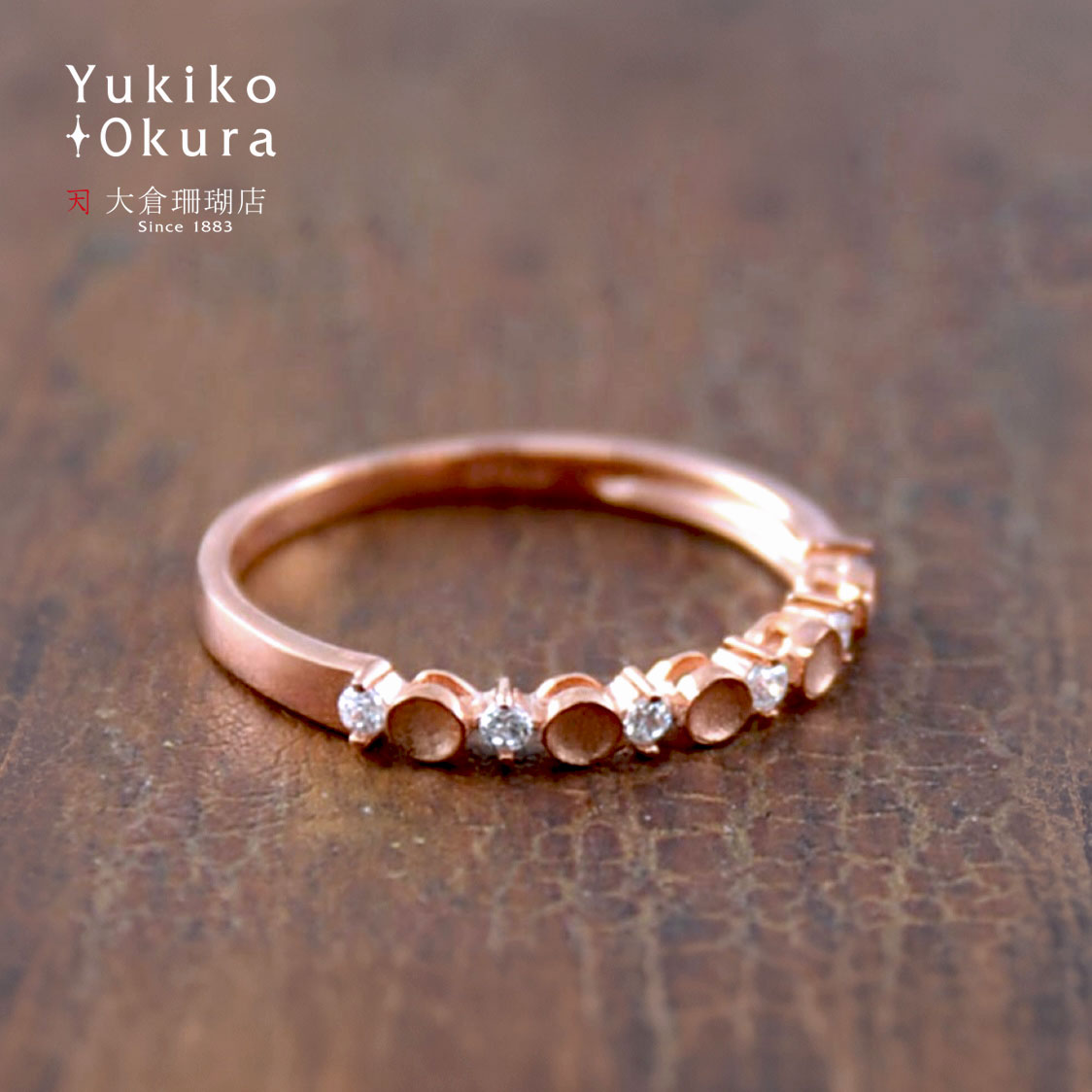 シルバー925 キュービックジルコニア 細身ラウンドリング(ピンクゴールドカラー)