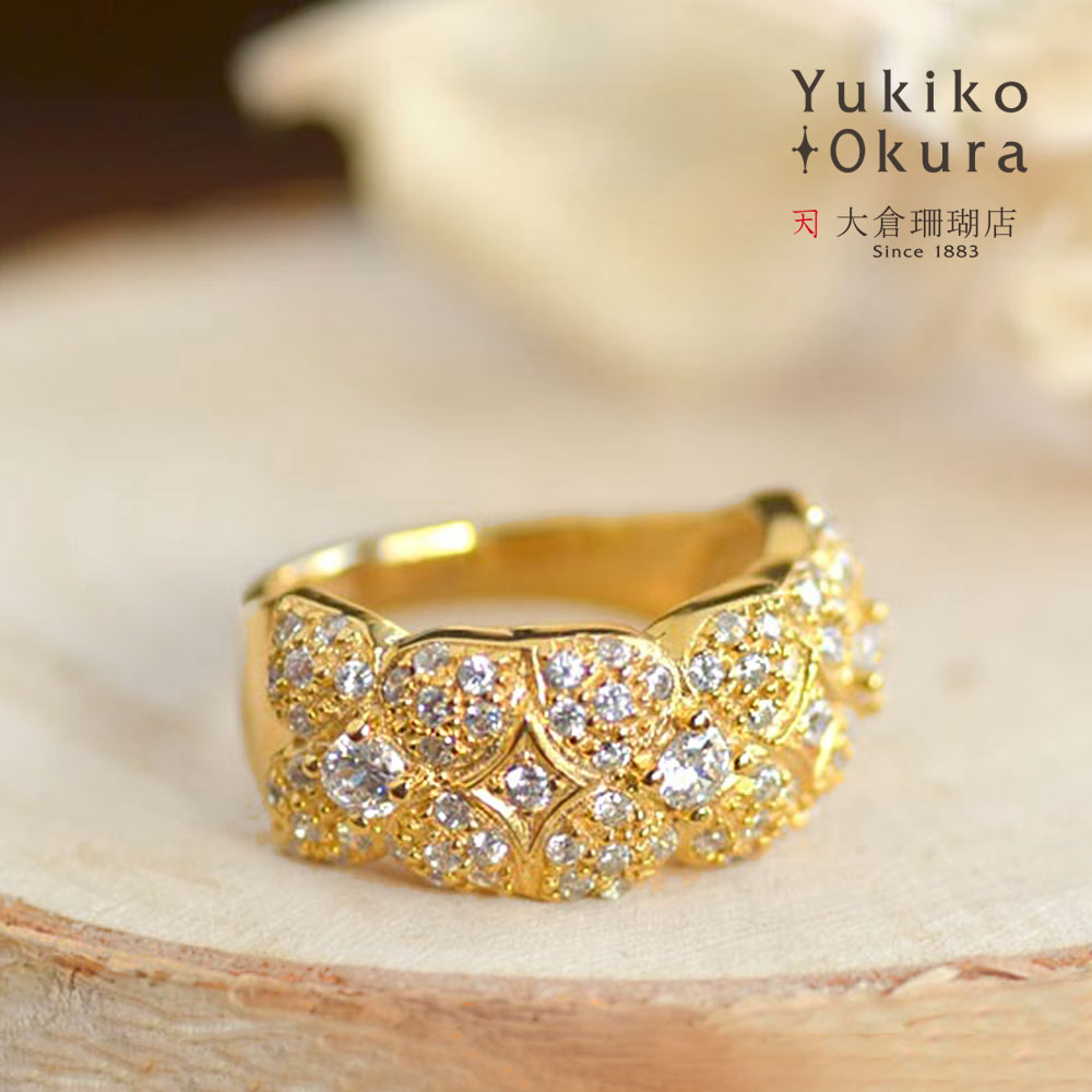 SV925 キュービックジルコニア フラワー リング(ゴールドカラー)