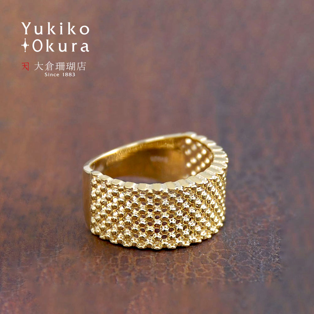 シルバー925 透かし ネット リング(ゴールドカラー)