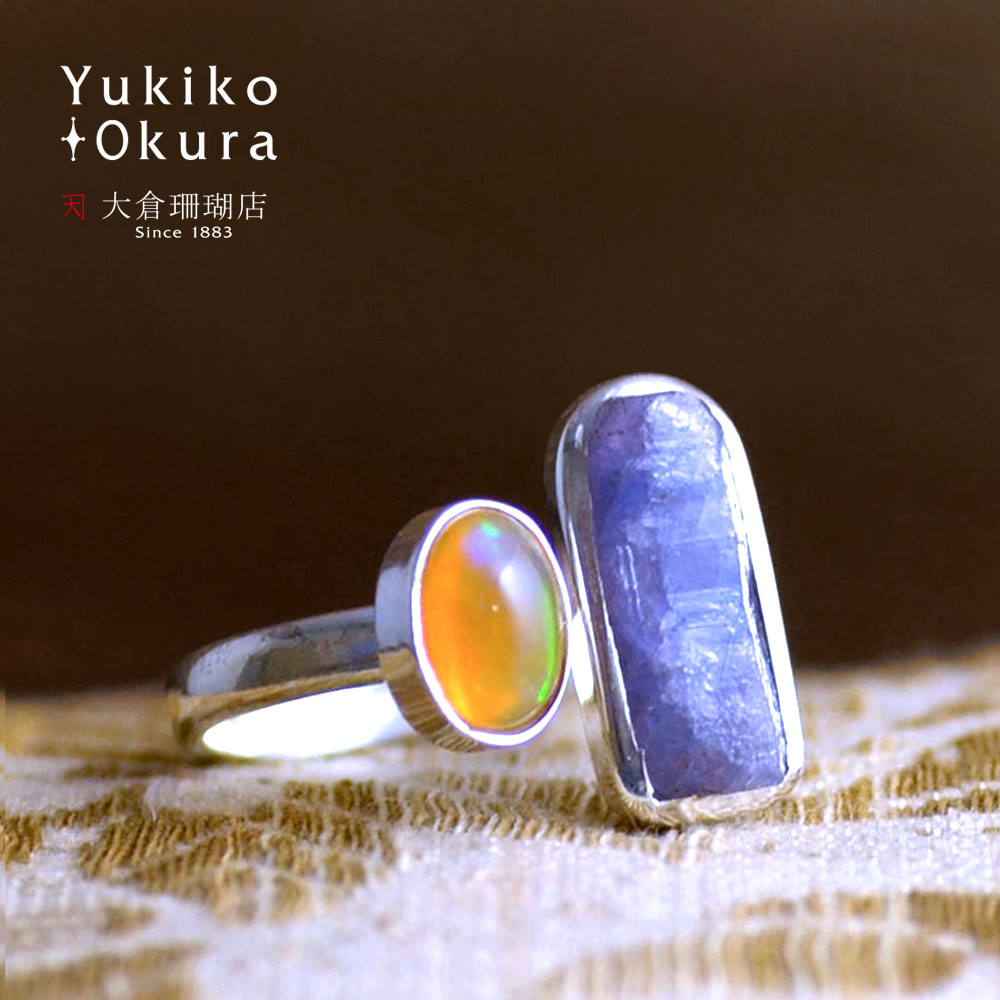 オパール タンザナイト 2石使い リング