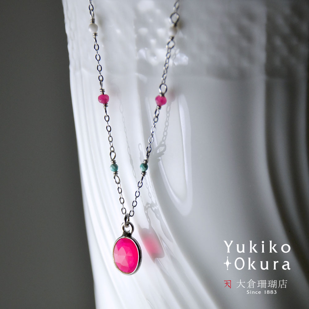 ピンクカルセドニー ターコイズ ネックレス