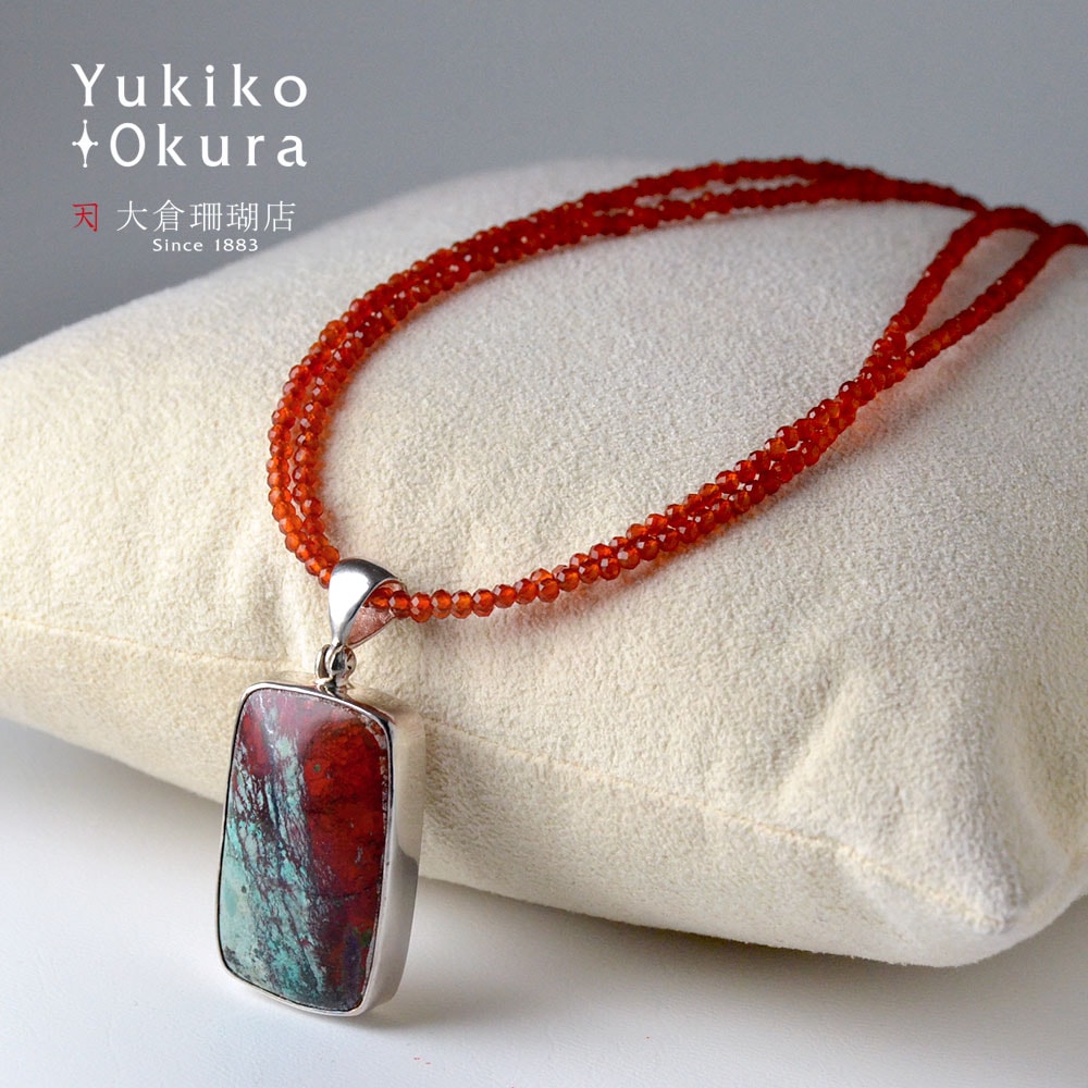 カーネリアン 2連ネックレス+ソノラサンセット トップ