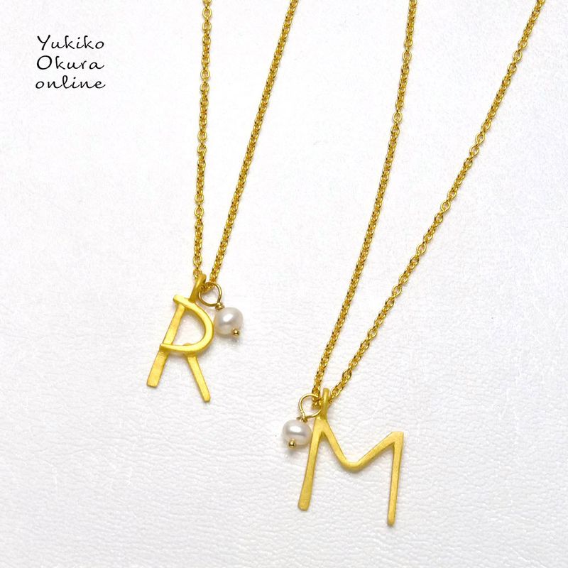 【定番】SV925 淡水パール イニシャル ペンダントセット