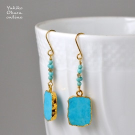 ターコイズカラーマグネサイト ロングイヤリング ピアス
