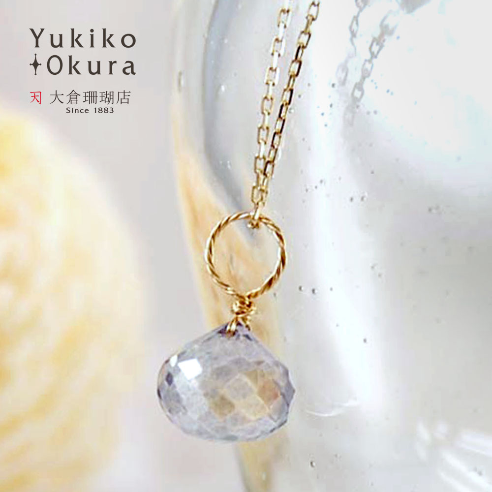 K18 グレークォーツ オニオンカットチャーム