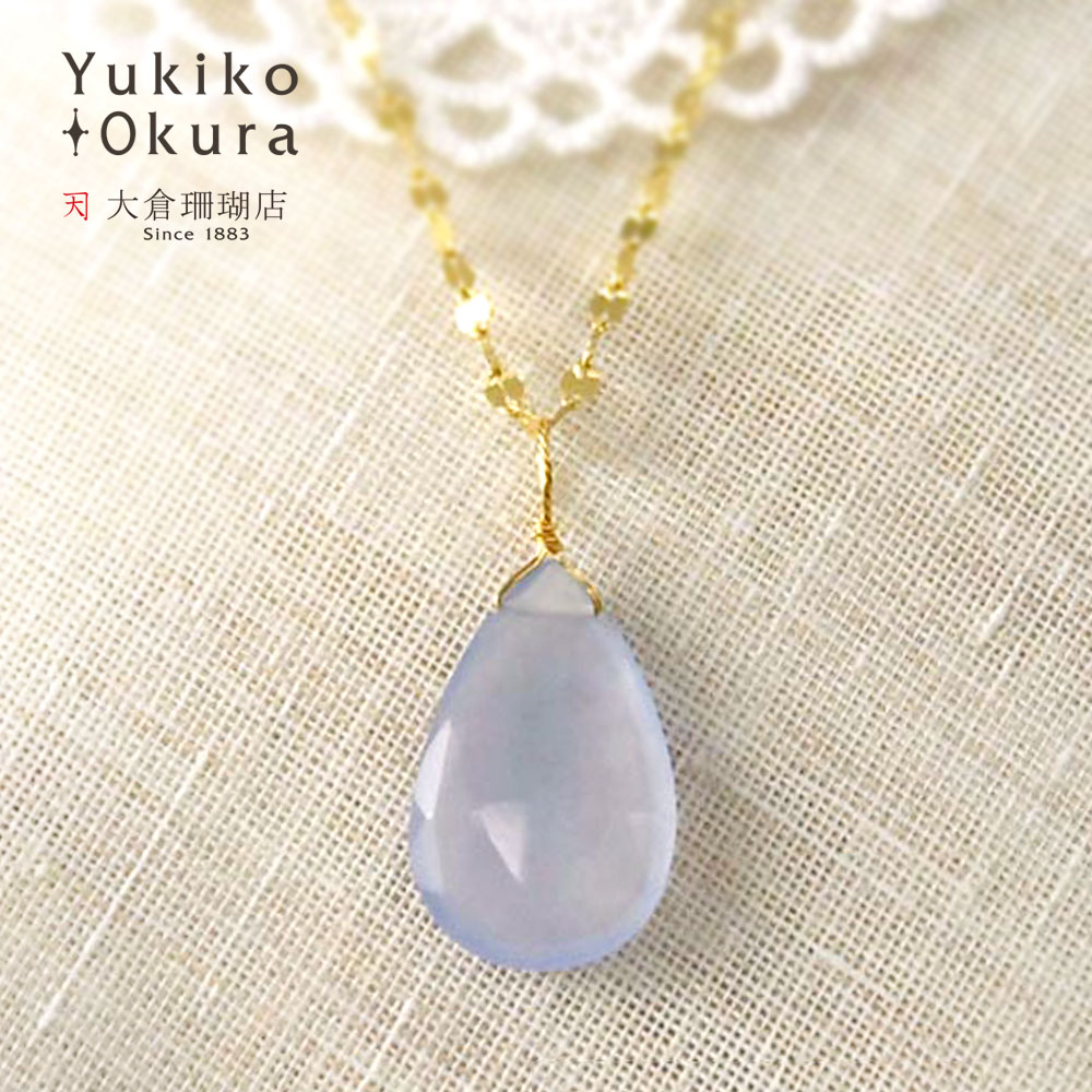 K18 ブルーカルセドニー ビッグドロップチャーム