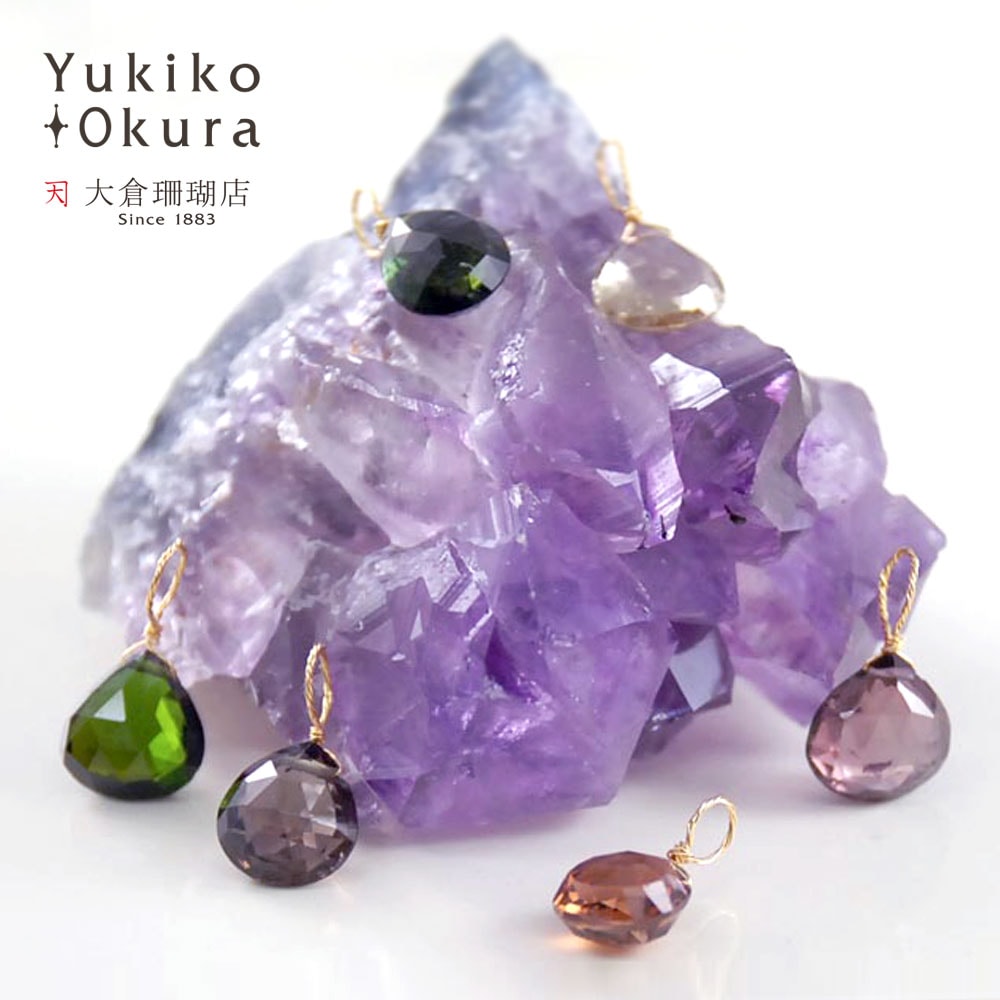 K18 トルマリン チャーム [ グリーン ブラウン グレー ]