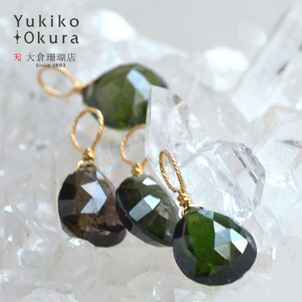 K18 トルマリン マロンカット チャーム