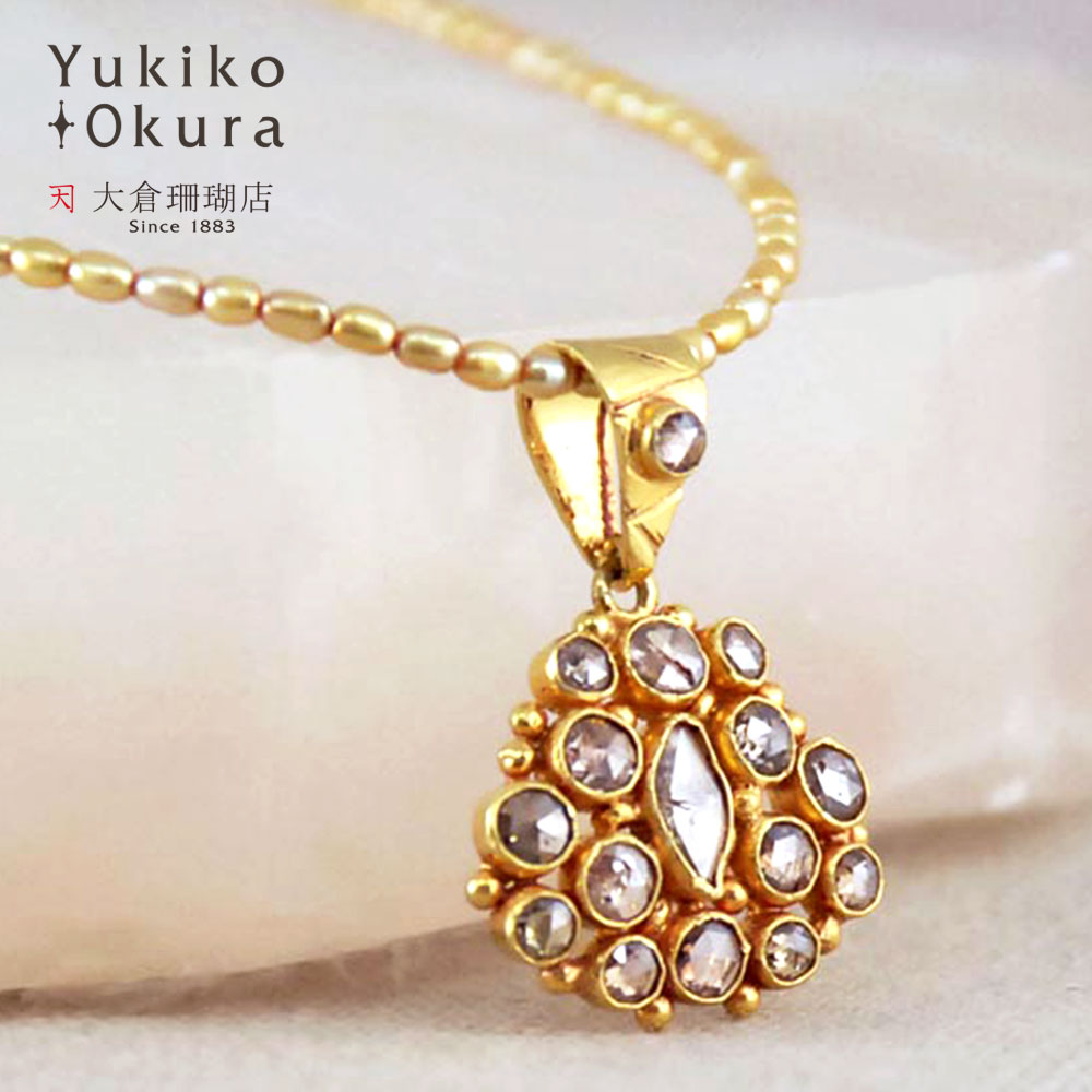 K18 ブラウンカラーダイヤ マロンシェイプ チャーム