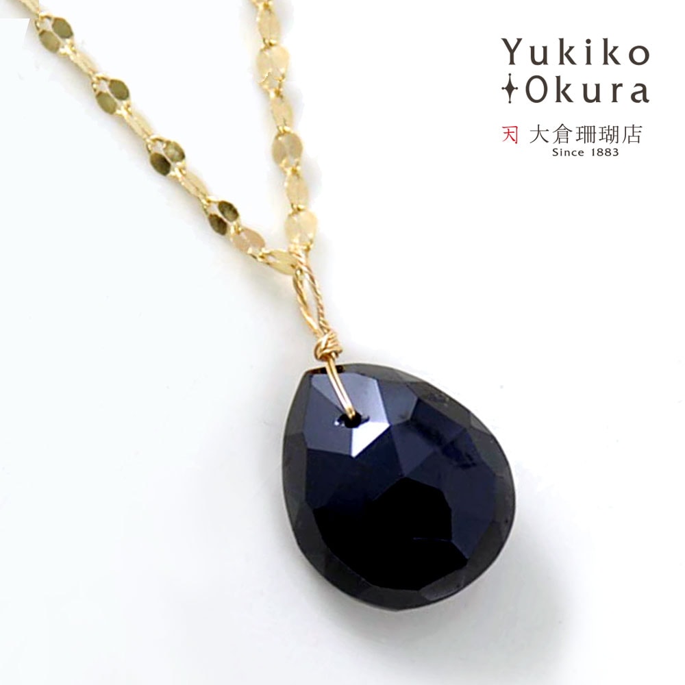 K18 ブラック スピネル ドロップカットチャーム