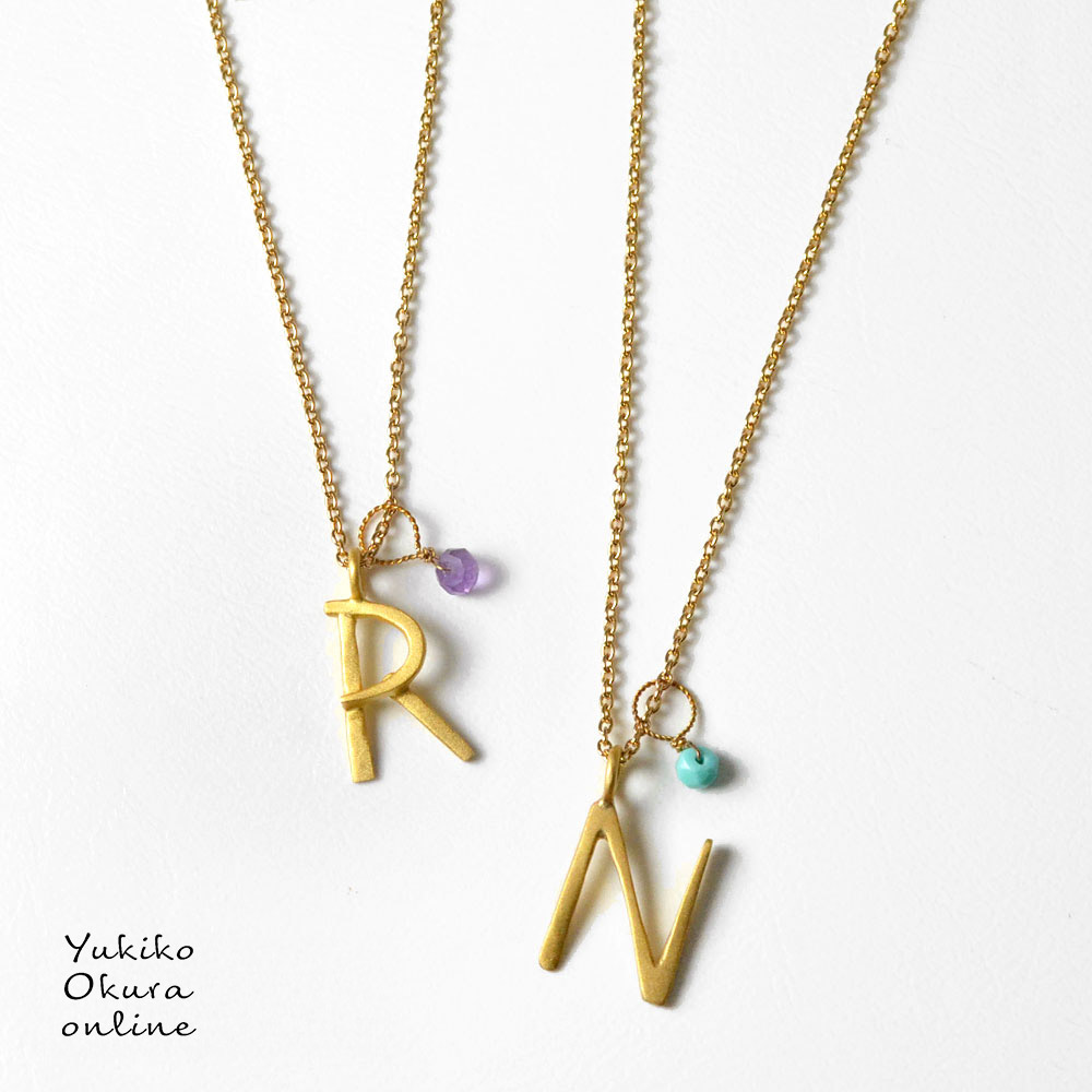 SV925 誕生石 イニシャル ペンダントセット
