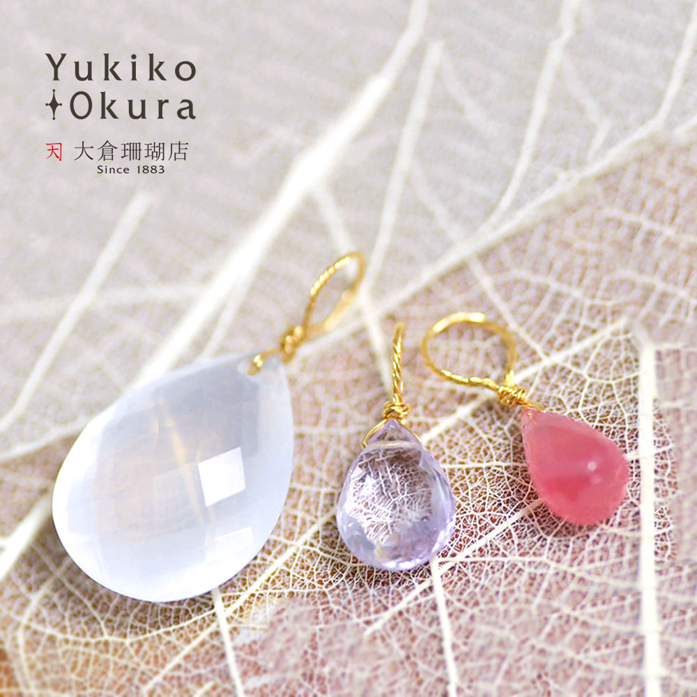 K18 ミルキークォーツ アメシスト ロードクロサイト チャーム3点セット