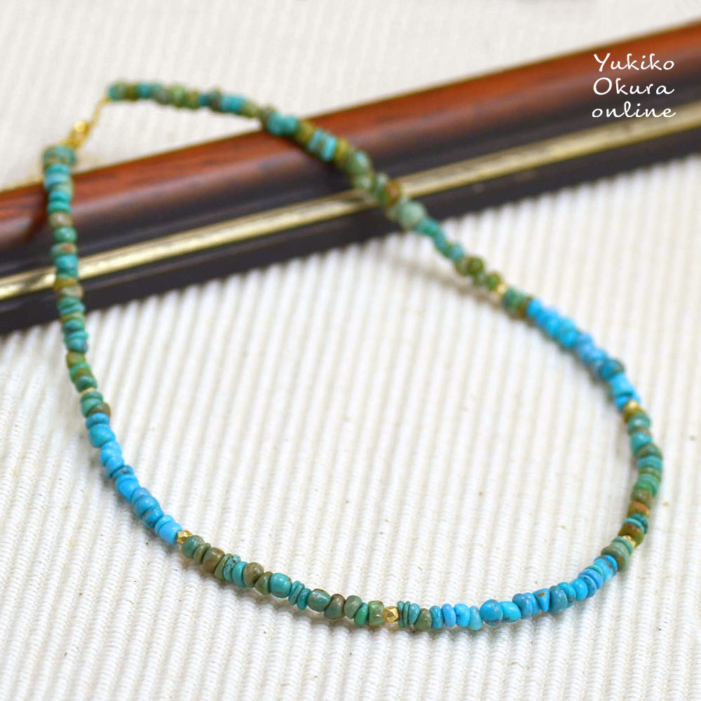 ターコイズ バイカラー さざれショートネックレス