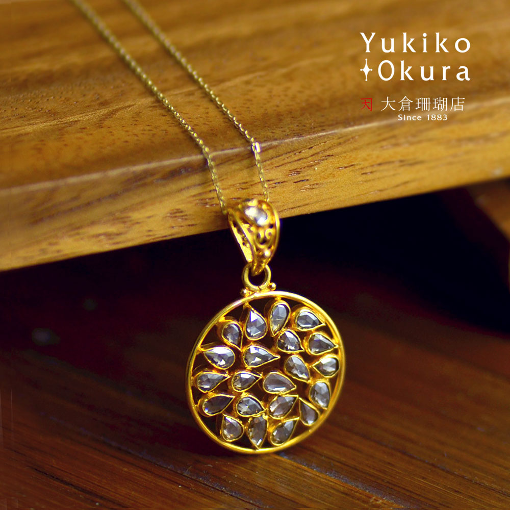 K18 ブラウンダイヤ 23石 ペンダントトップ