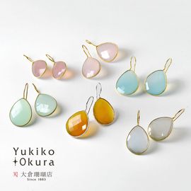 シルバー925 カルセドニー ドロップカットピアス