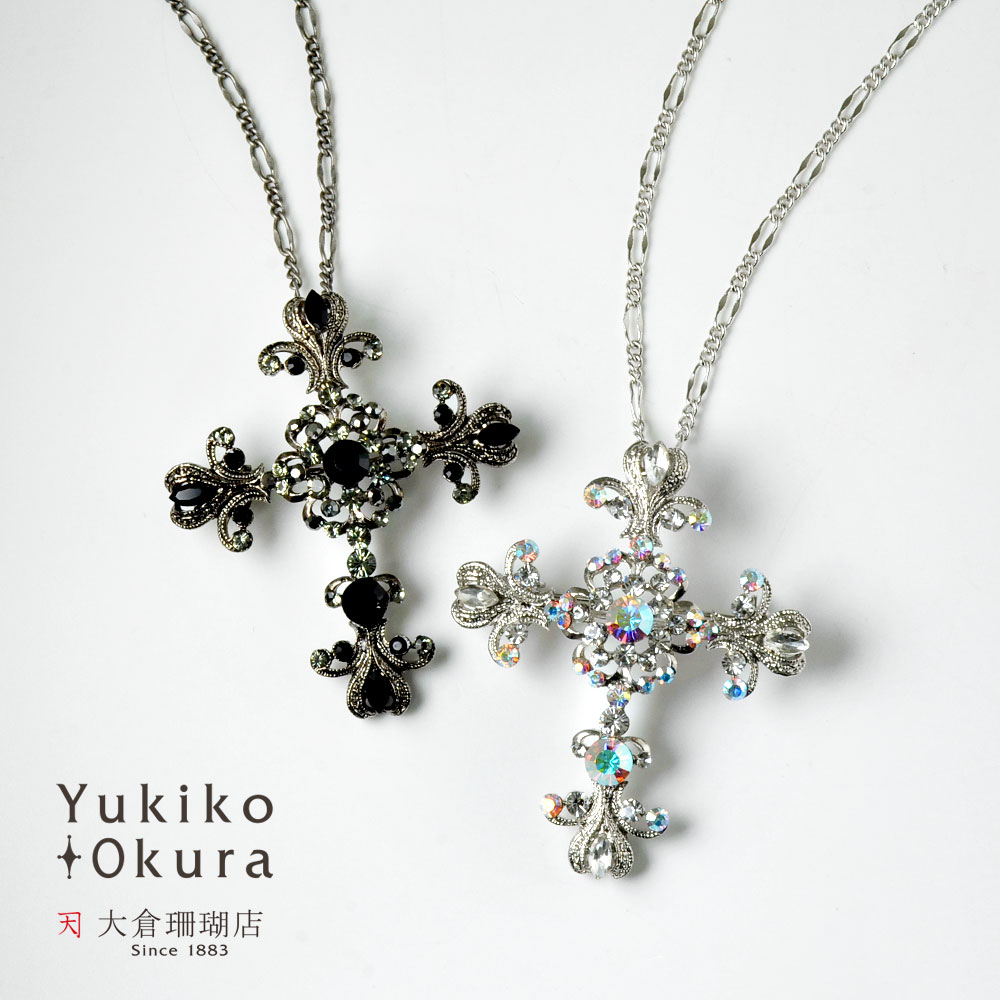 クリスタルガラス クロス ペンダント兼ブローチ
