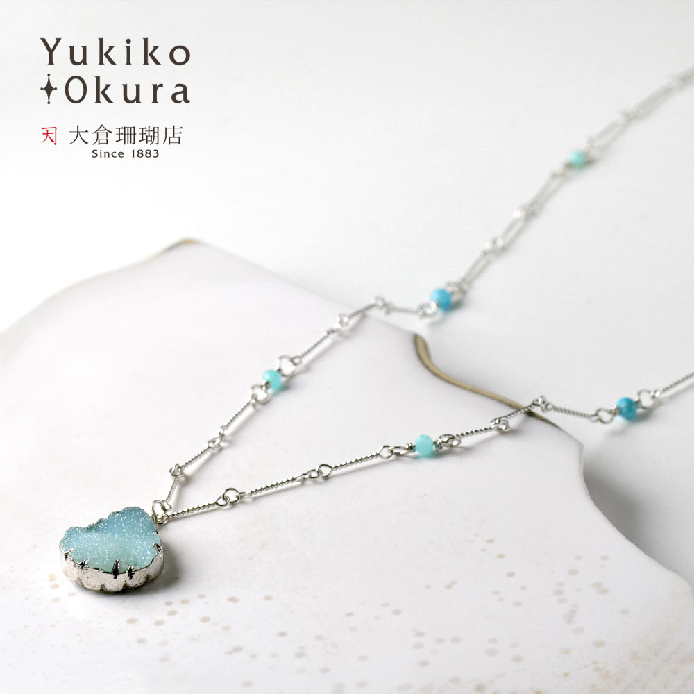SV925 ブルーカルセドニー ドゥルージー ペンダントネックレス