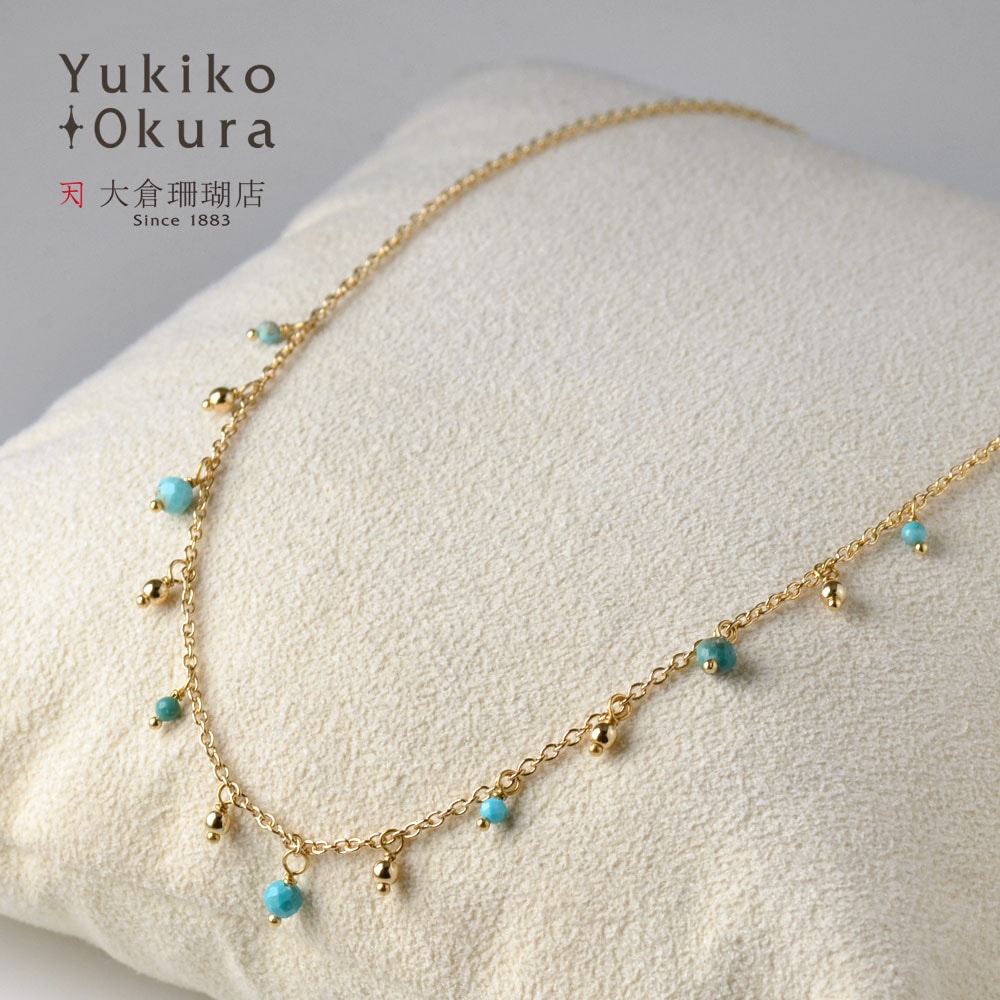 ターコイズ 小珠 フリンジネックレス