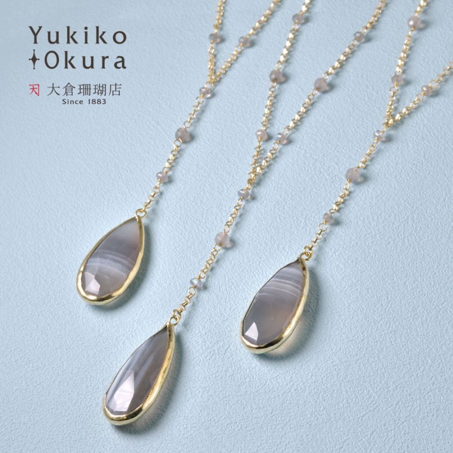 SV925 グレイアゲイト Y字ロングネックレス