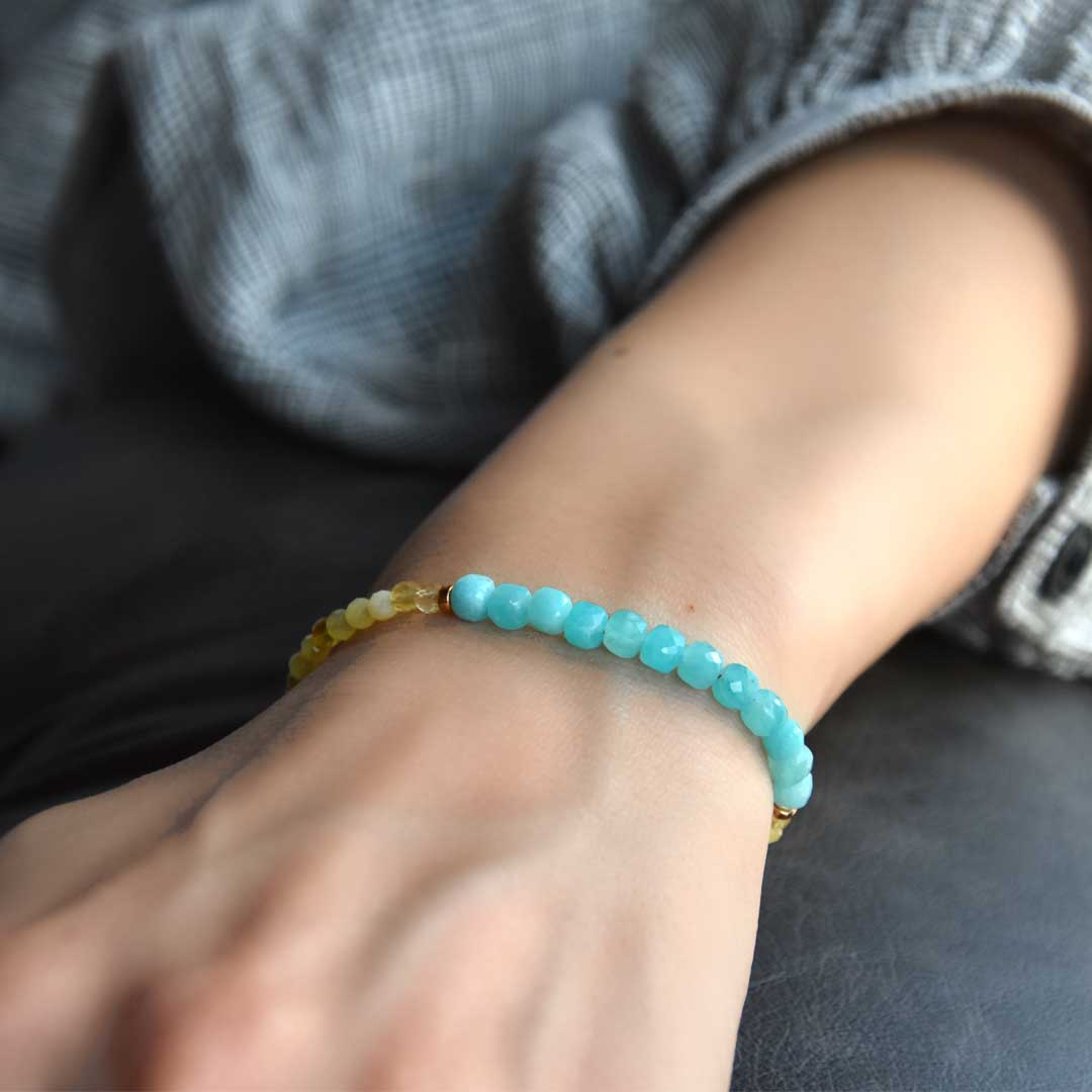 TWOtone stones ブレスレット アマゾナイト×イエローオパール【Fortune Stone Table】