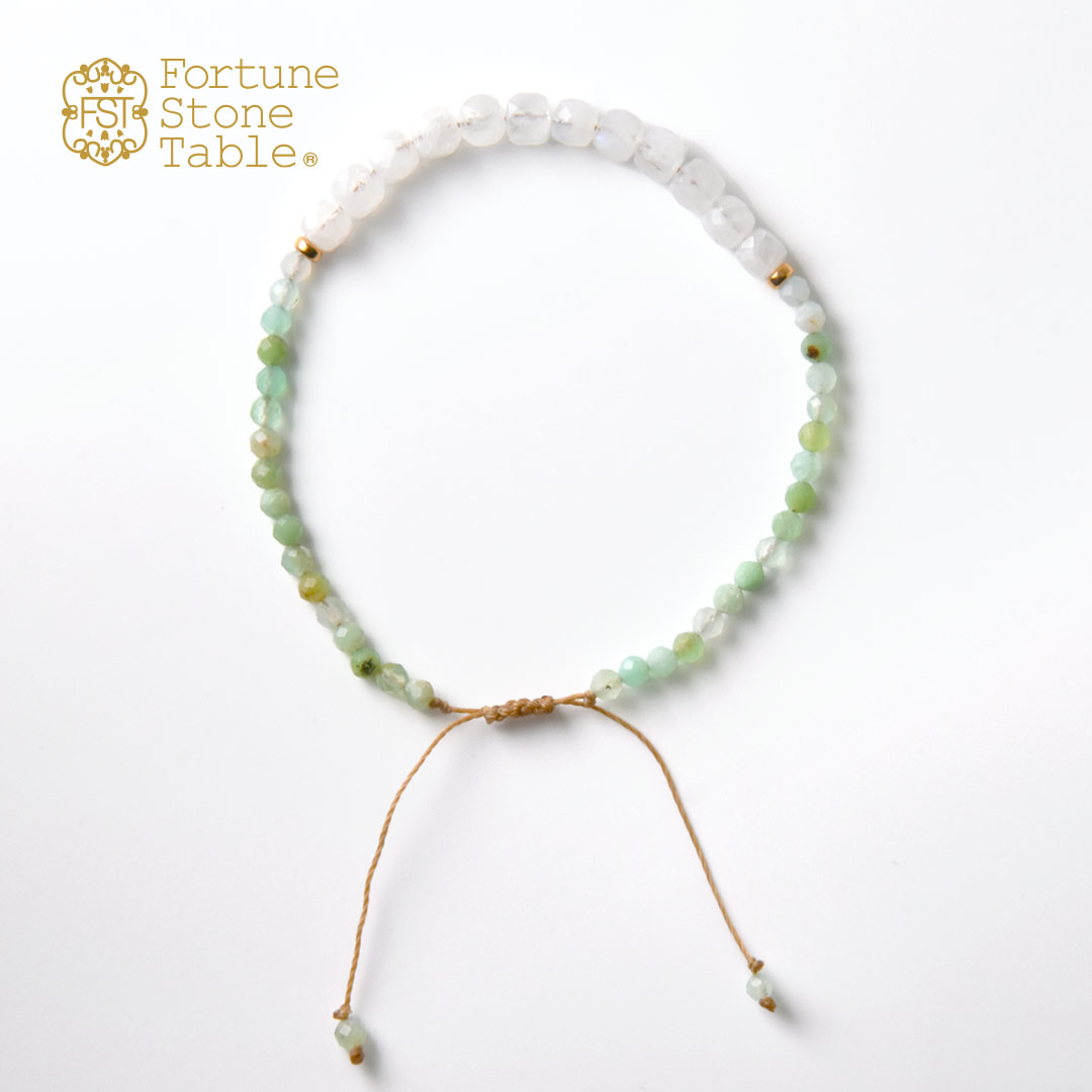 TWOtone stones ブレスレット　レインボ－ムーンストーン×クリソプレイズ【Fortune Stone Table】