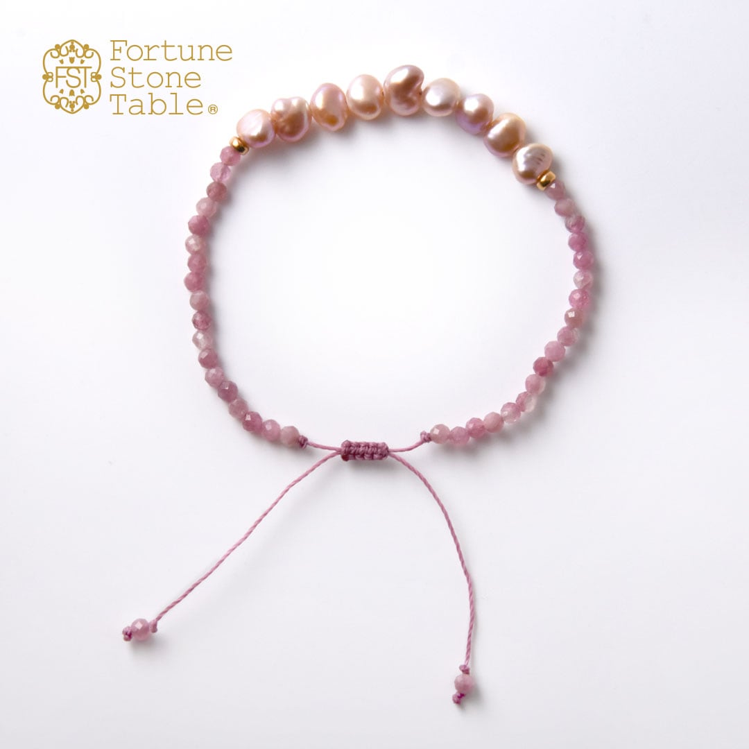 TWOtone stones ブレスレット　淡水パール・ピンク×ピンクトルマリン【Fortune Stone Table】