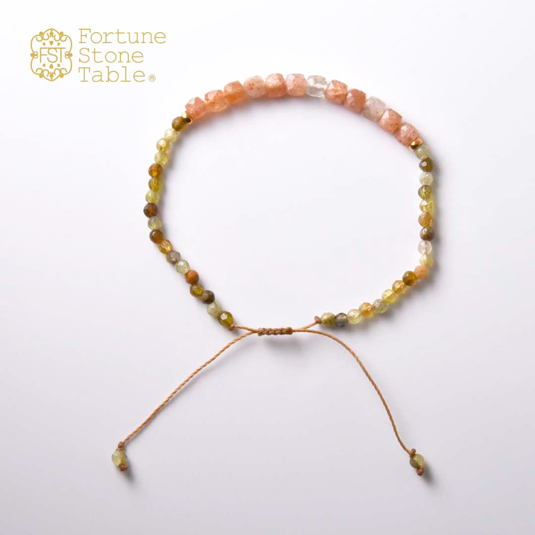 TWOtone stones ブレスレット　サンストーン×グリーンガーネット【Fortune Stone Table】