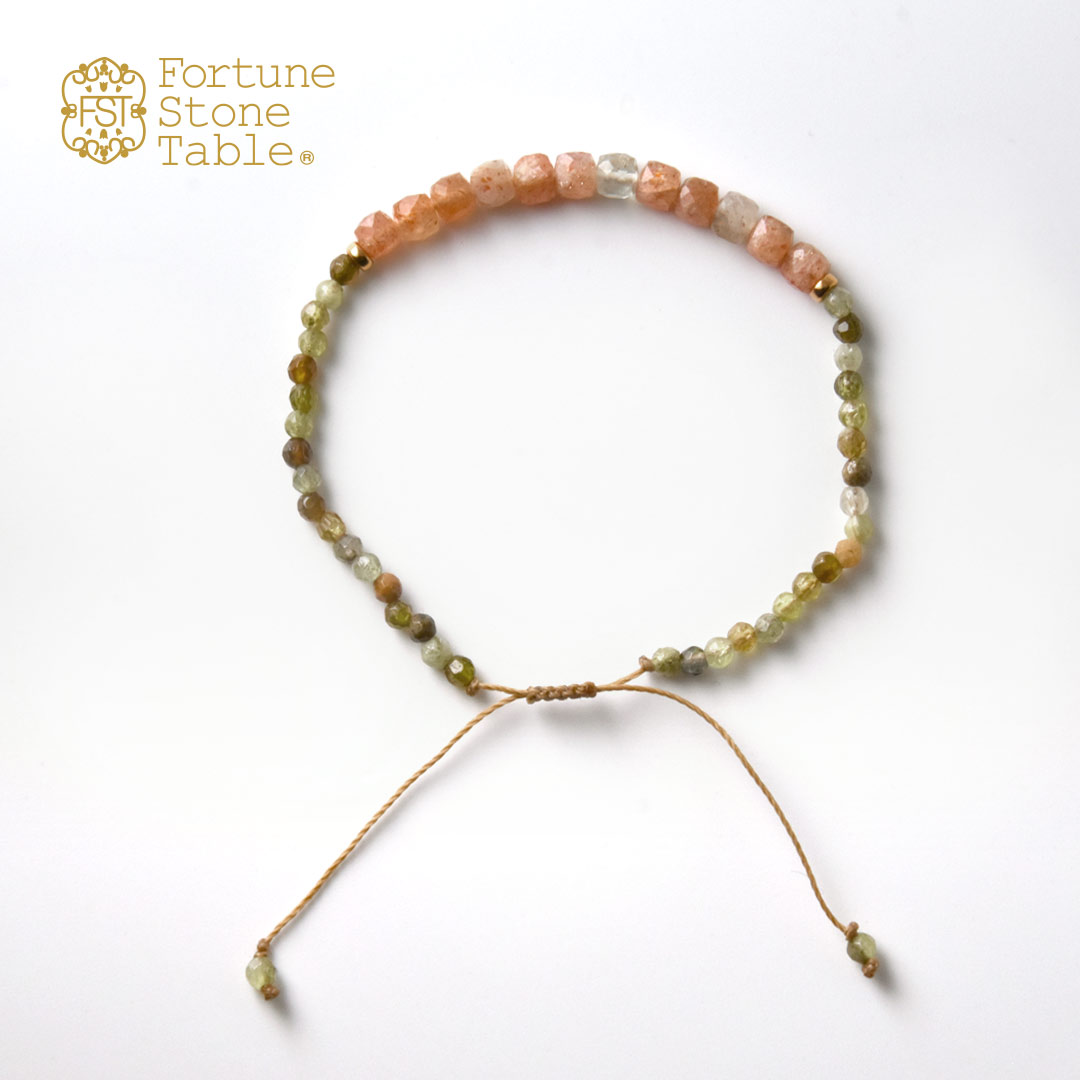TWOtone stones ブレスレット　サンストーン×グリーンガーネット【Fortune Stone Table】