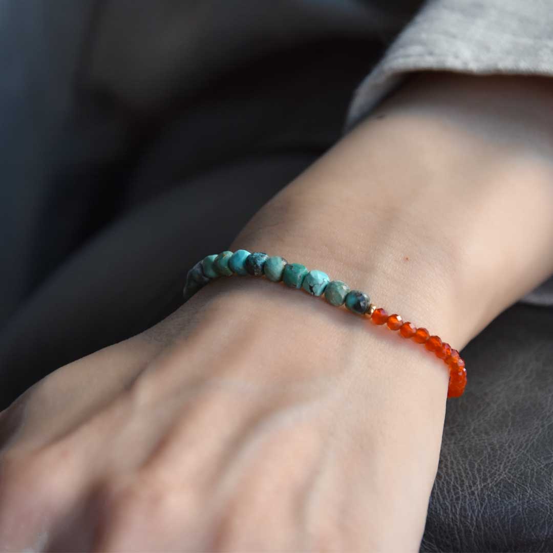 TWOtone stones ブレスレット　ターコイズ×カーネリアン【Fortune Stone Table】