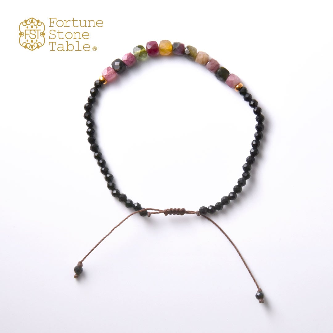TWOtone stones ブレスレット　マルチトルマリン×オニキス【Fortune Stone Table】