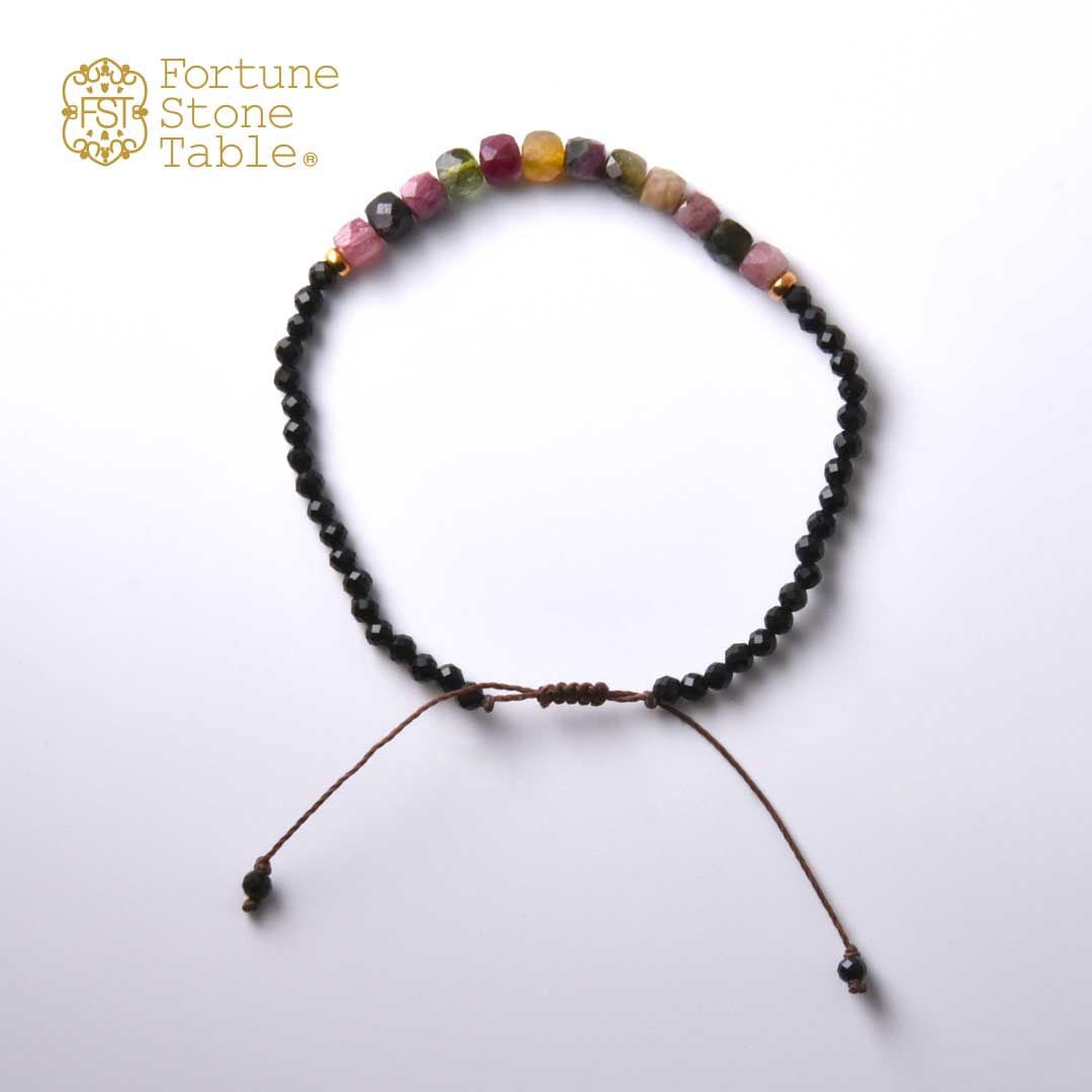 TWOtone stones ブレスレット　マルチトルマリン×オニキス【Fortune Stone Table】