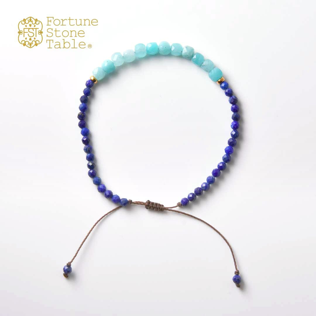 TWOtone stones ブレスレット　アマゾナイト×ラピス【Fortune Stone Table】