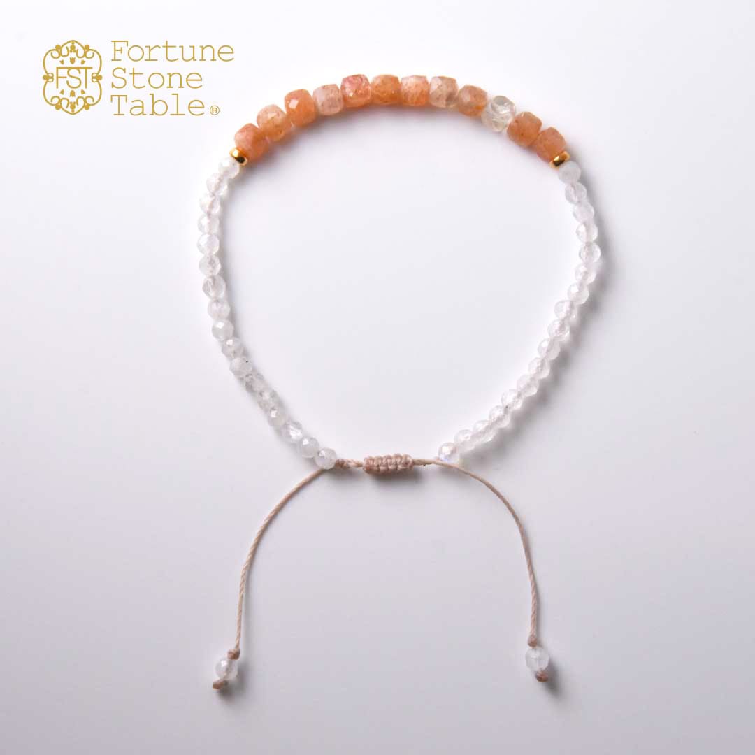 TWOtone stones ブレスレット　サンストーン×レインボームーンストーン【Fortune Stone Table】