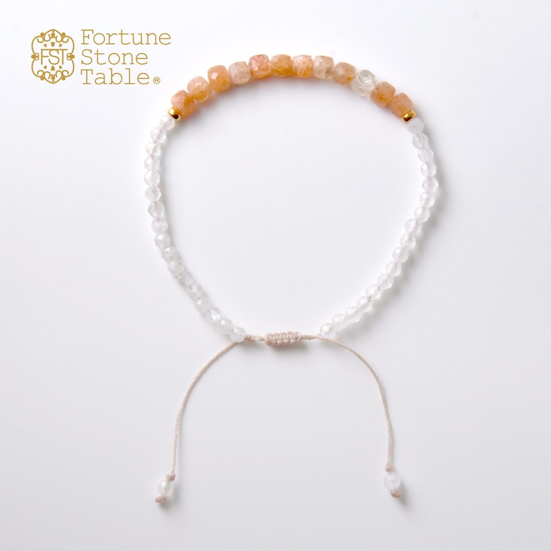 TWOtone stones ブレスレット　サンストーン×レインボームーンストーン【Fortune Stone Table】