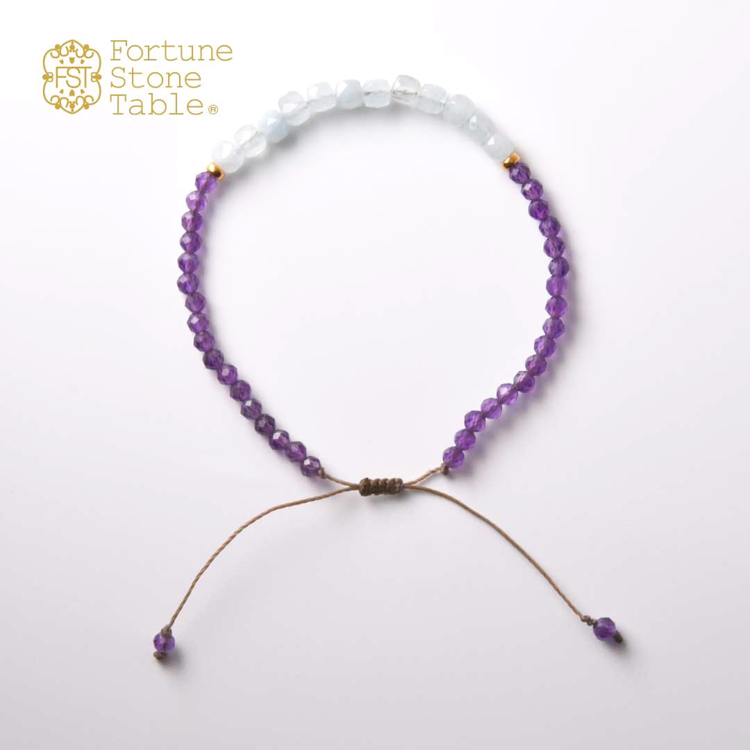 TWOtone stones ブレスレット　アクアマリン×アメシスト【Fortune Stone Table】