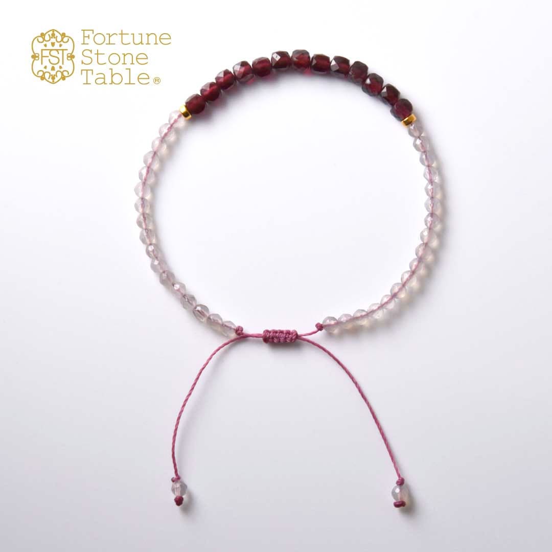 TWOtone stones ブレスレット　ガーネット×グレーアゲイト【Fortune Stone Table】
