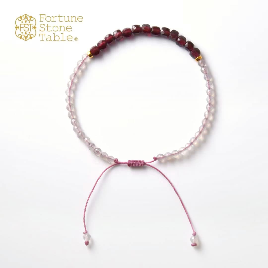 TWOtone stones ブレスレット　ガーネット×グレーアゲイト【Fortune Stone Table】