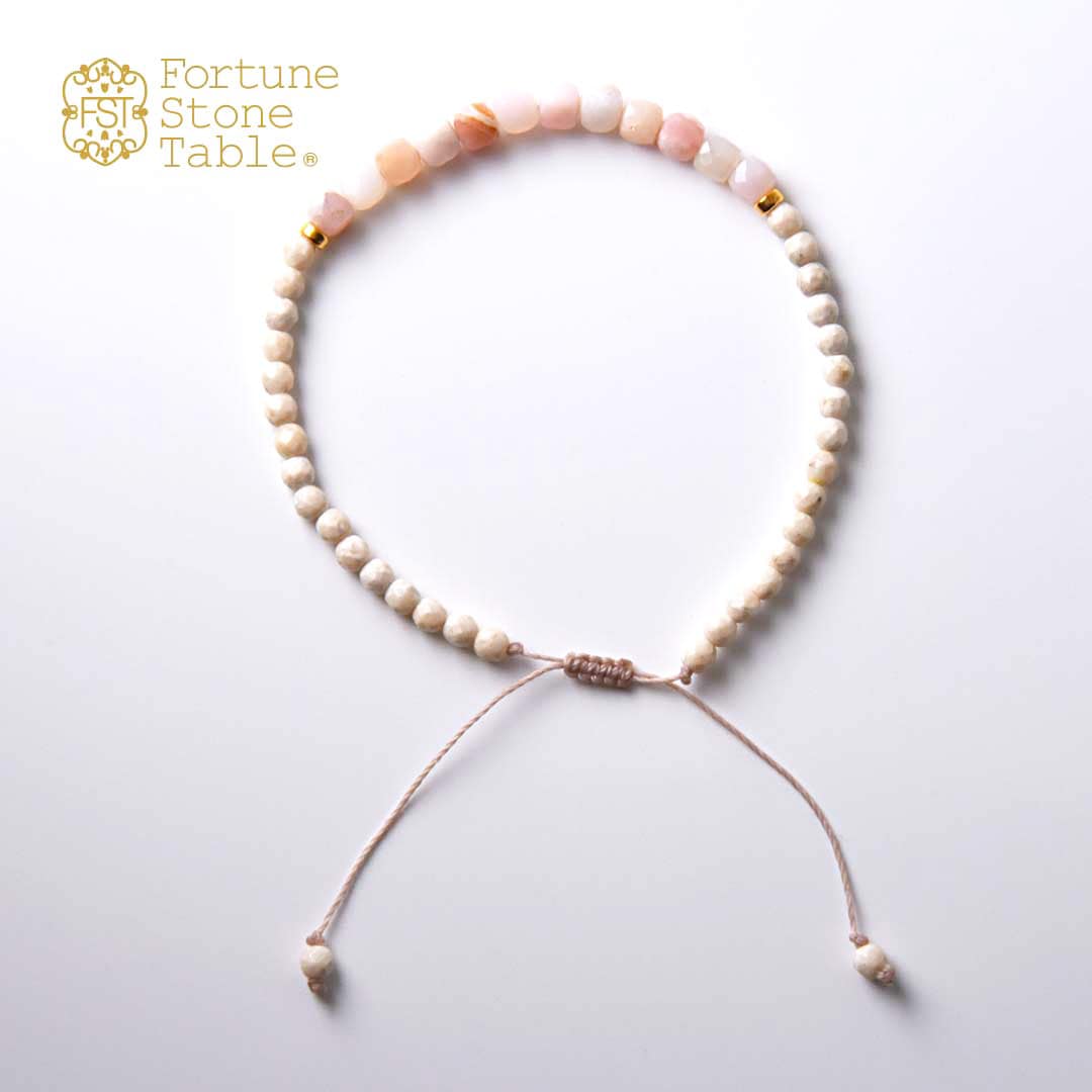 TWOtone stones ブレスレット　ピンクオパール×リバーストーン【Fortune Stone Table】