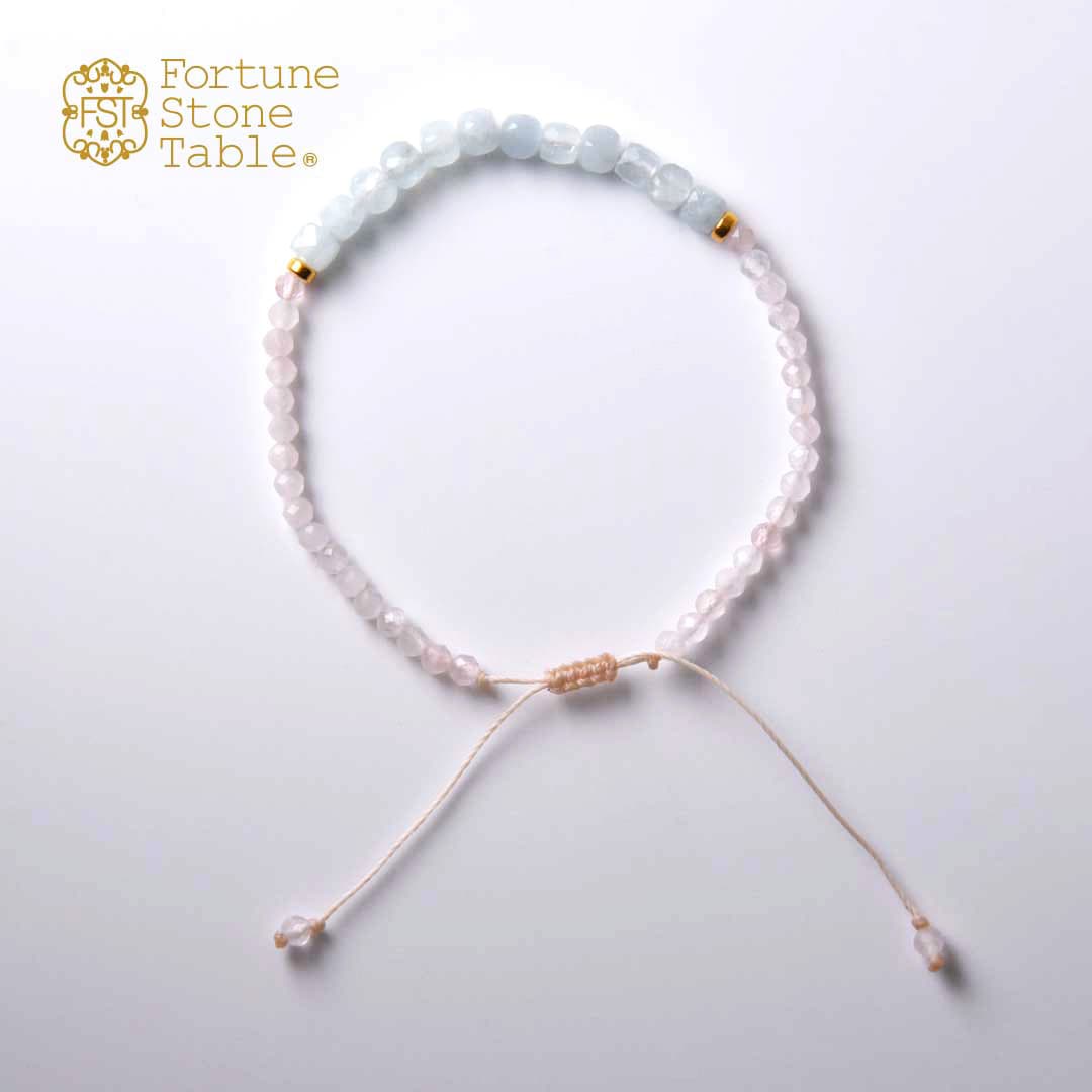 TWOtone stones ブレスレット　アクアマリン×ローズクォーツ【Fortune Stone Table】