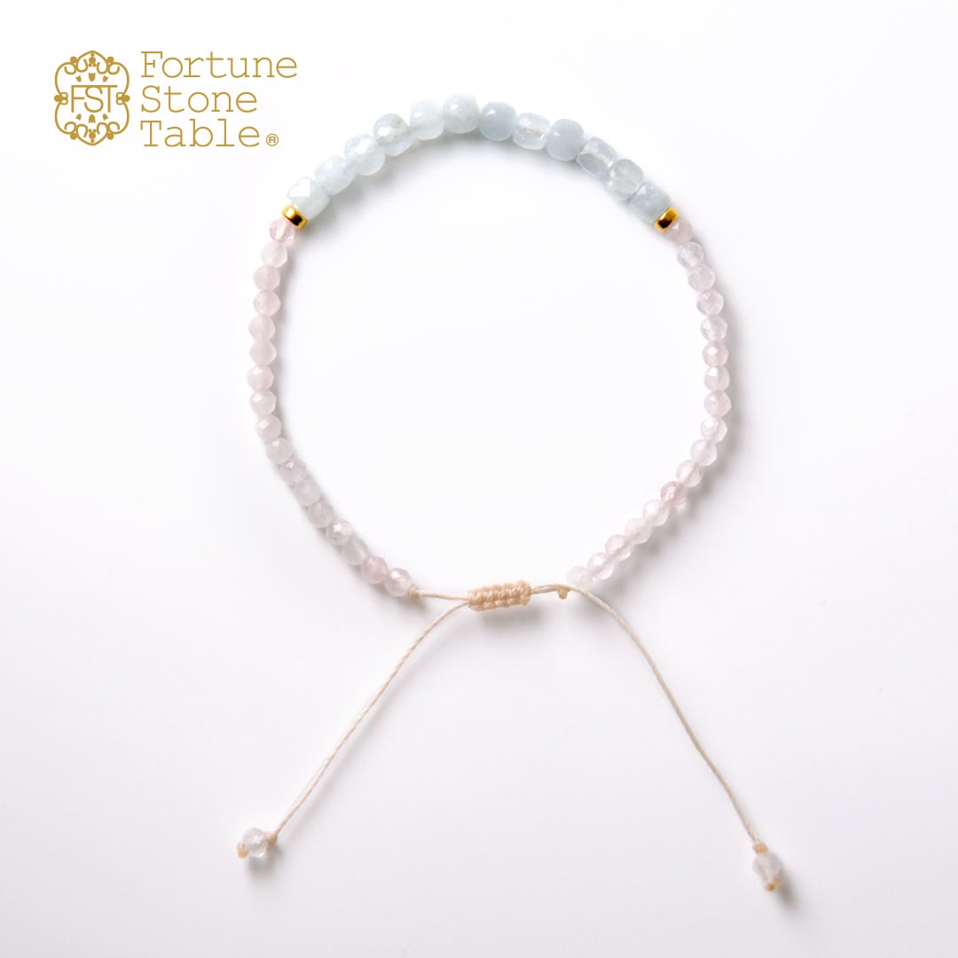 TWOtone stones ブレスレット　アクアマリン×ローズクォーツ【Fortune Stone Table】