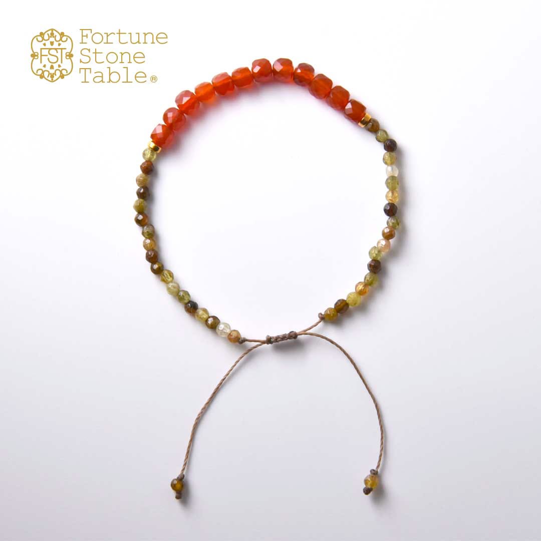 TWOtone stones ブレスレット　カーネリアン×グリーンガーネット【Fortune Stone Table】