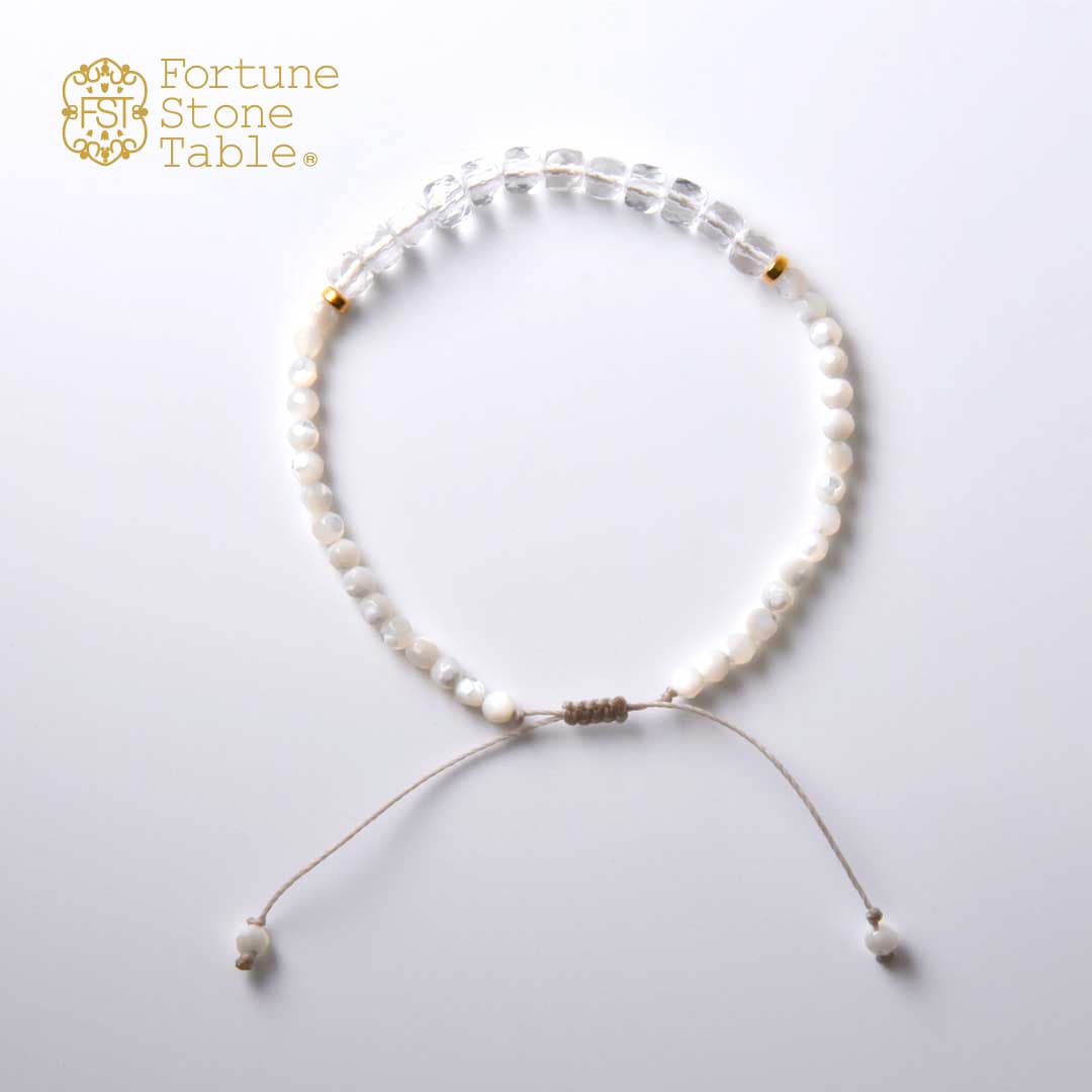 TWOtone stones ブレスレット　水晶×白蝶貝【Fortune Stone Table】