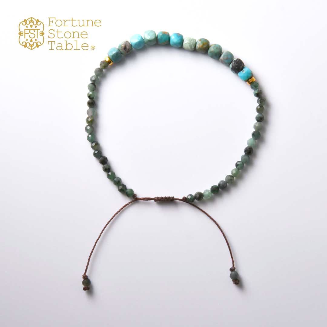 TWOtone stones ブレスレット　ターコイズ×エメラルド【Fortune Stone Table】