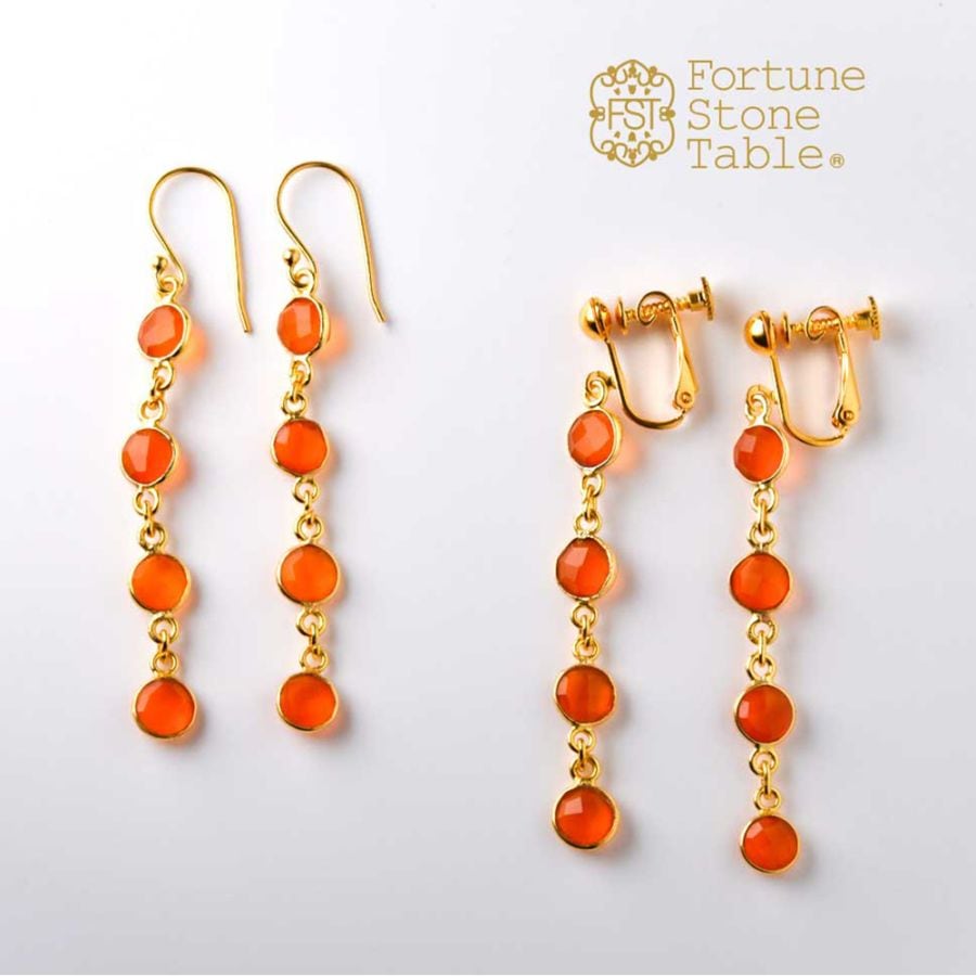 SVストーンベゼルイヤリング･ピアス　カーネリアン　【Fortune Stone Table】