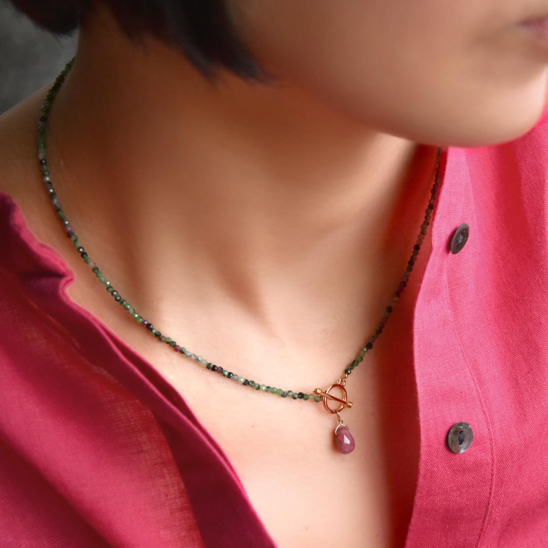 TWOtone stones ネックレス　ルビーゾイサイト×ロードナイト【Fortune Stone Table】